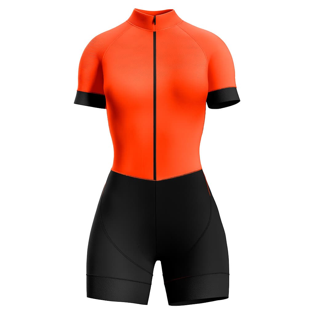 Macaquinho Ciclismo Feminino Profissional Gel Acolchoado UV Proteção MTB Speed Laranja