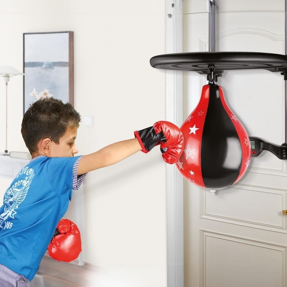 GO PLAY - SACO DE BOXE INFANTIL PARA PORTAS COM TIMER E MÚSICA