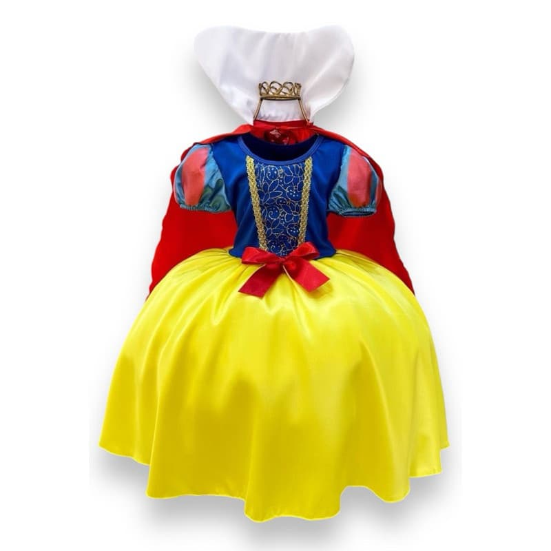 Vestido Fantasia Branca de Neve Infantil Luxo