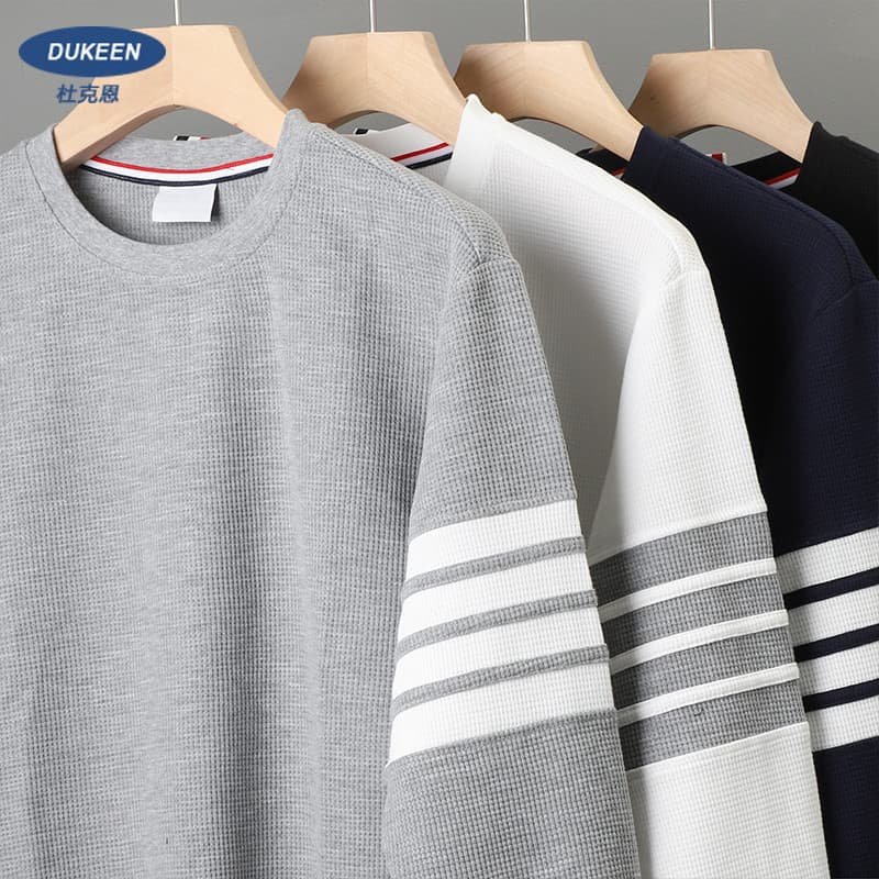 Tb Waffle moletom masculino outono inverno americano solto em torno do pescoço de manga comprida pulôver camisa de fundo