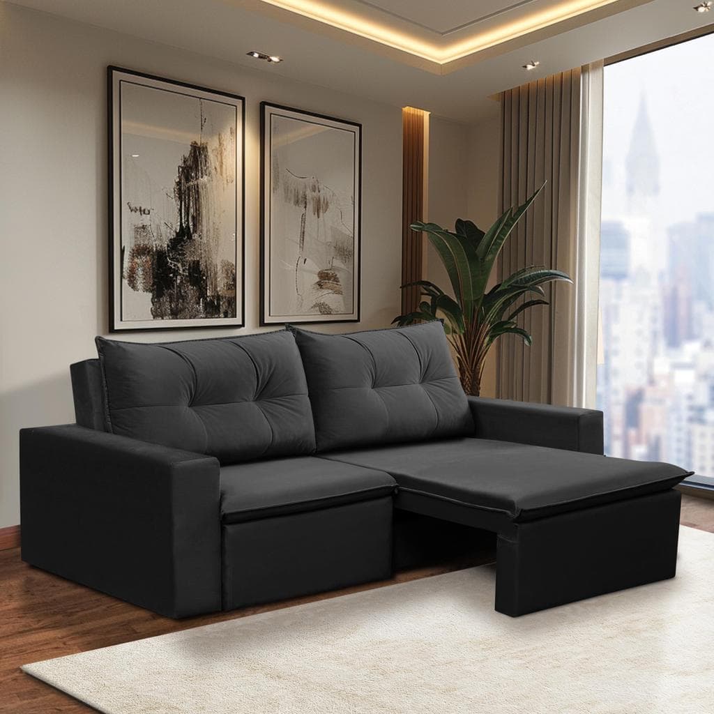 Sofá Retrátil 2 Lugares 1,80m Luna Suede Adonai Estofados