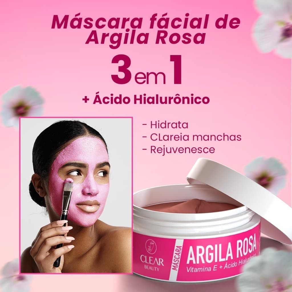 Máscara Facial com Ácido Hialurônico Tratamanto Completo de Skin Care - 90g Clear Beauty