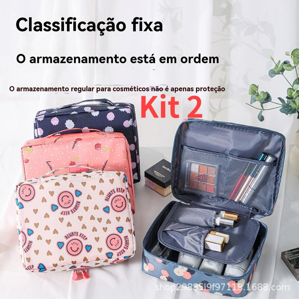 KIT 2 Bolsa Necessaire De Viagem Organizador Para Maquiagem Com Divisória YB-923 yobel
