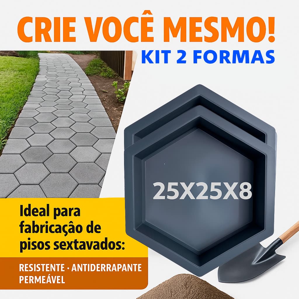 Forma Piso Kit 2 Bloquete Bloco Hexagonal Para Construção Liso Grande Concreto Hexagonal Envio Ja