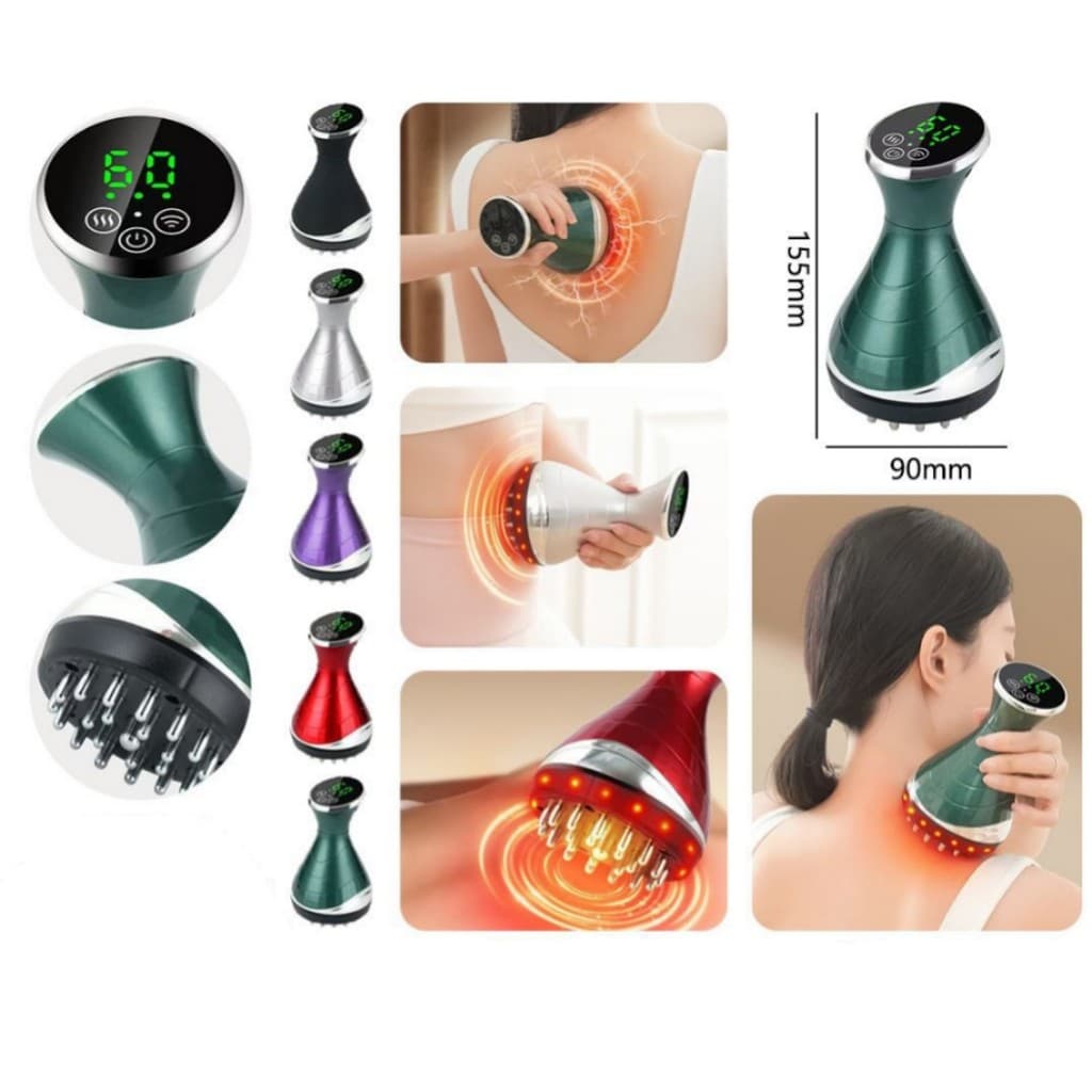 Massageador LED Recarregável USB 3em1 115x90mm Vibração, Micro corrente, Aquecimento P.HQ