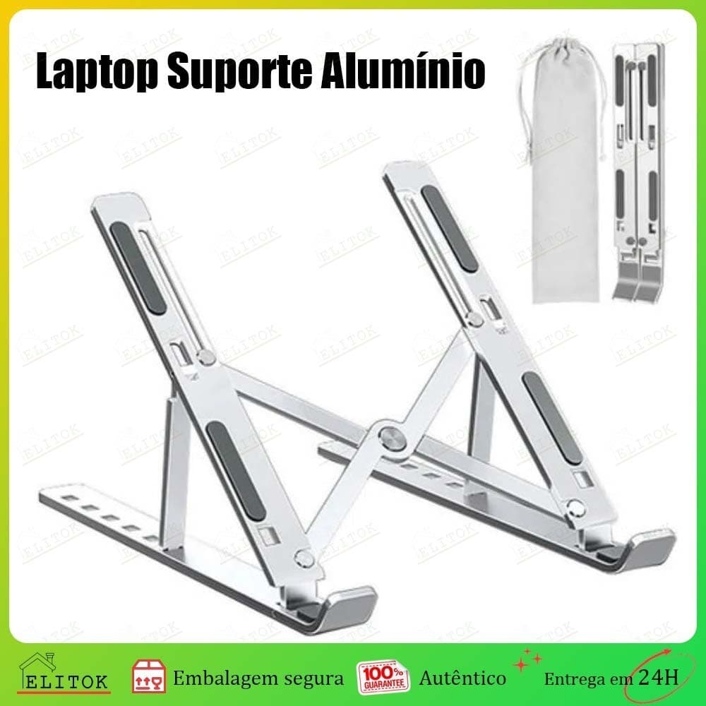 Suporte para laptop de alumínio dobrável, portátil, ajustável, para laptops de 10 a 17 polegadas