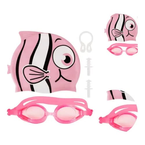 Kit Natação Completo Infantil Com Touca e Óculos