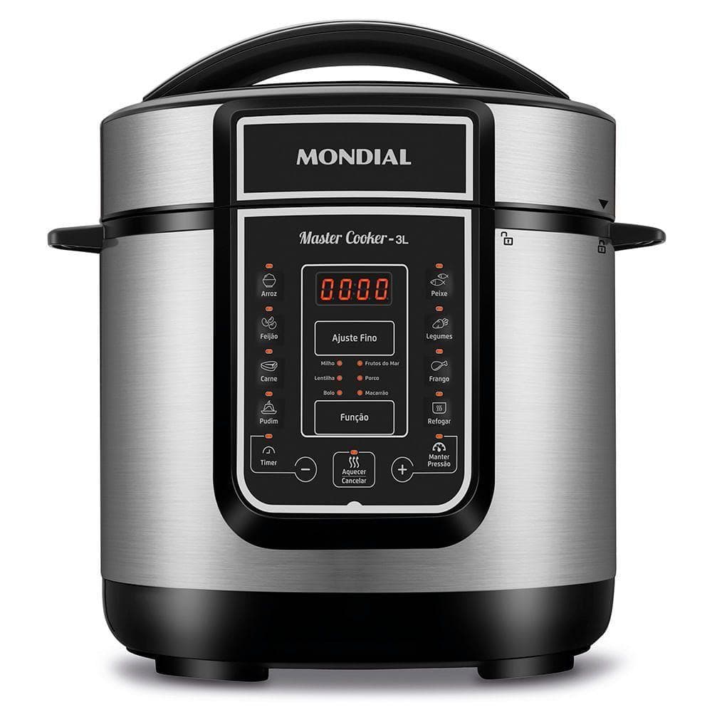 Panela De Pressão Elétrica Mondial Digital Master Cooker Pe-40 Panela Elétrica Pressão-127v-preto/inox