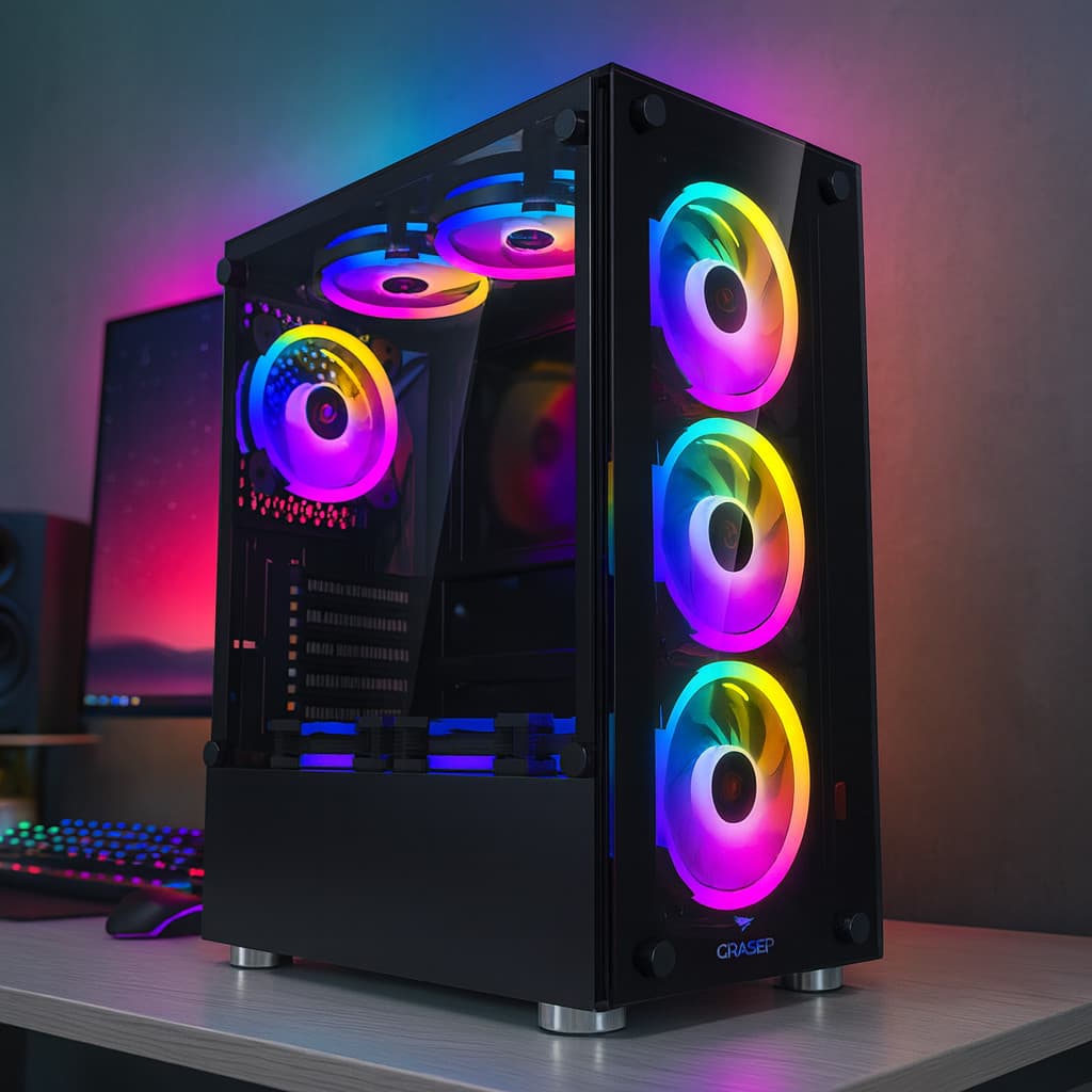 Gabinete para PC Gamer Vidro Temperado Preto ATX M-ATX 6 Fans Inclusas Controle Remoto D-ATX15