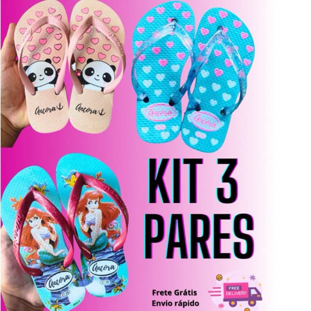 Kit  Pares Chinelo Infantil Chinelinho Menina unissex