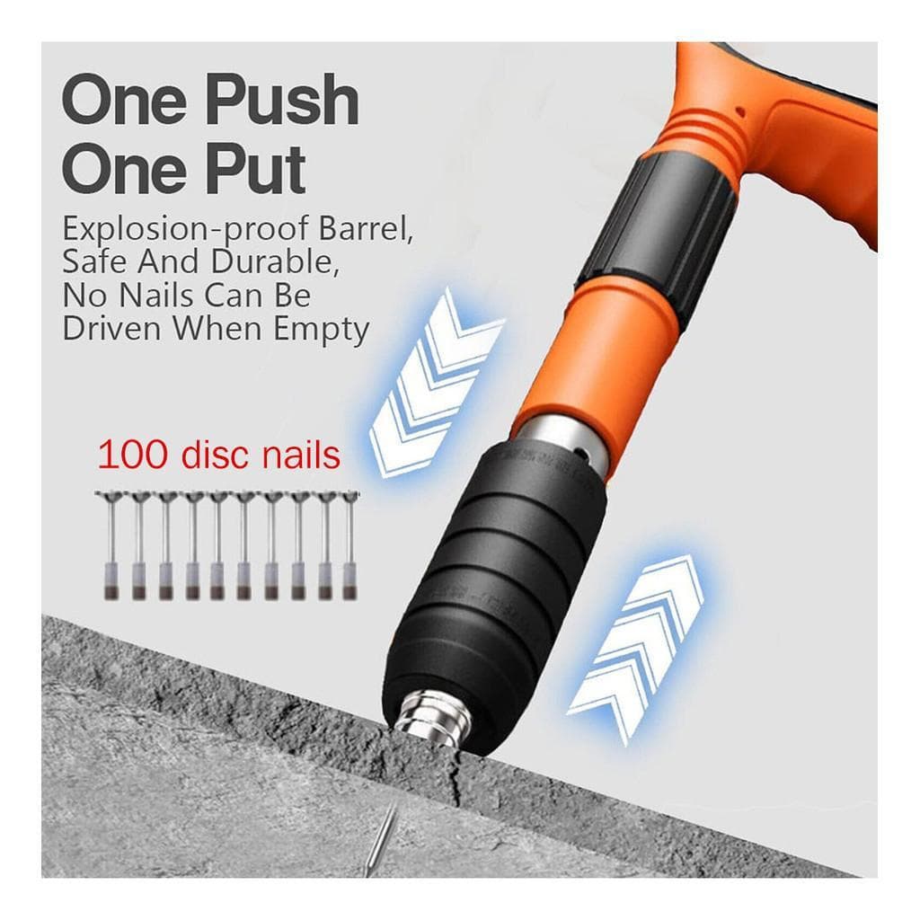 Pistola de Fixação Ação Direta Forte | Pinos 30-300mm + 9 Tamanhos | Penetra Madeira, Concreto e Aço 5mm - Kit Completo