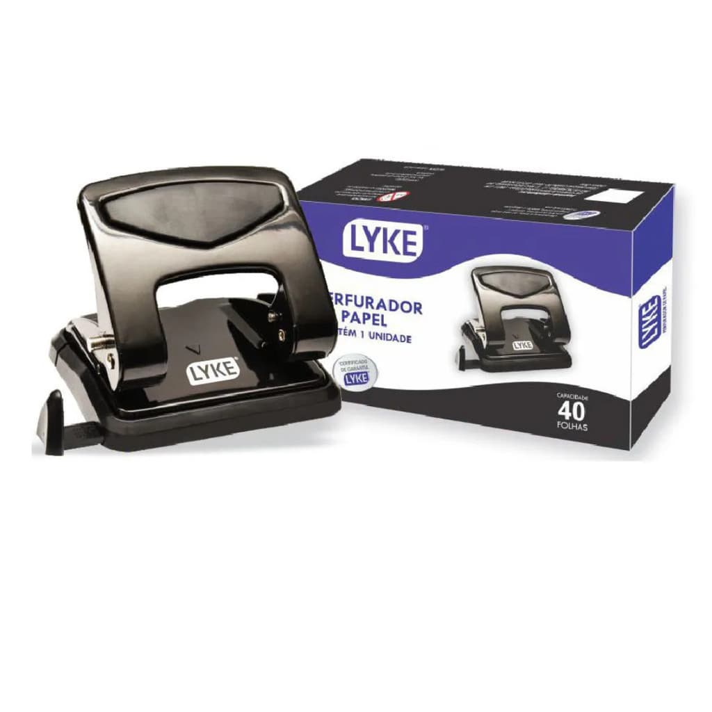 Perfurador De Papel Metal 2 Furos 40 Folhas - Lyke