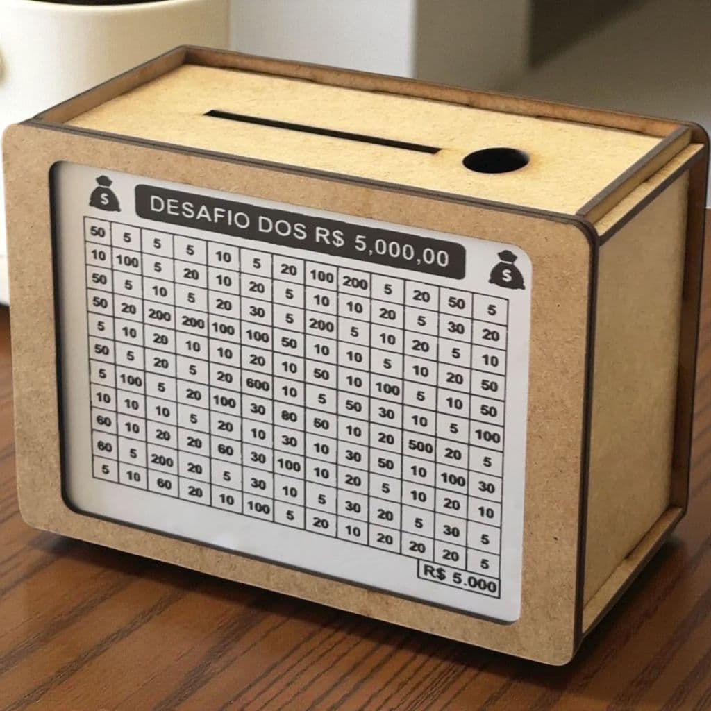 Cofre Desafio para Economizar Dinheiro e Moedas 10000 5000 1000