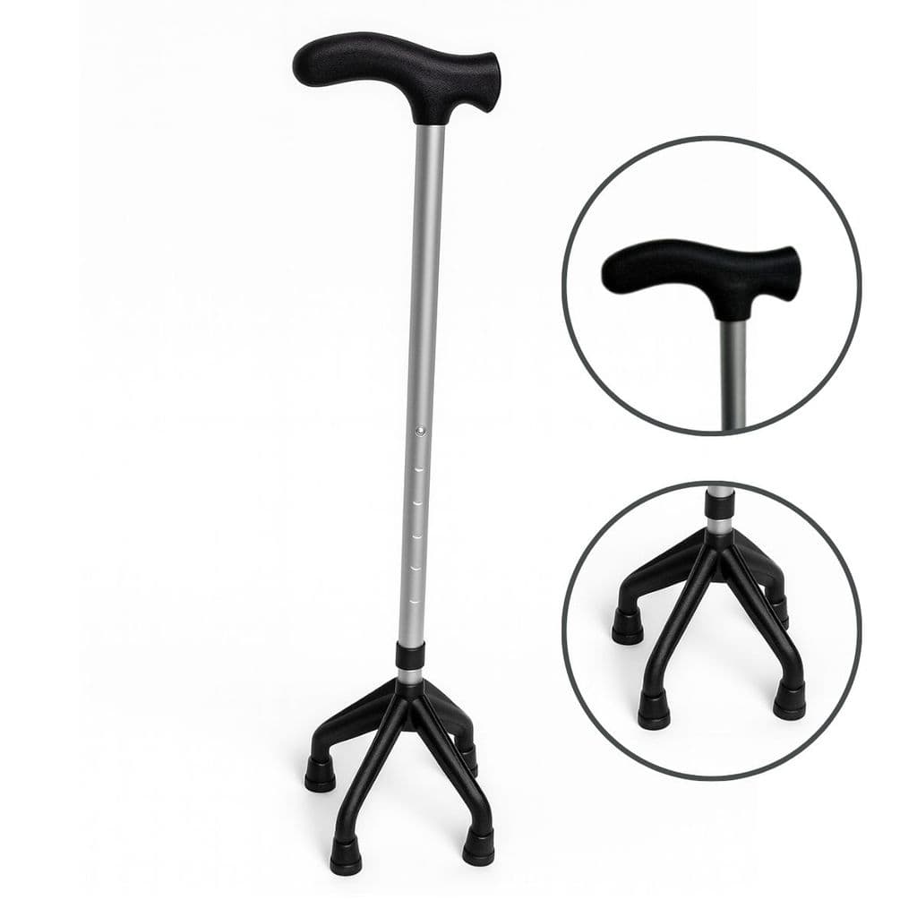 Bastão Bengala Ortopédico 4 Pontas 130Kg Leve Equilíbrio Alo