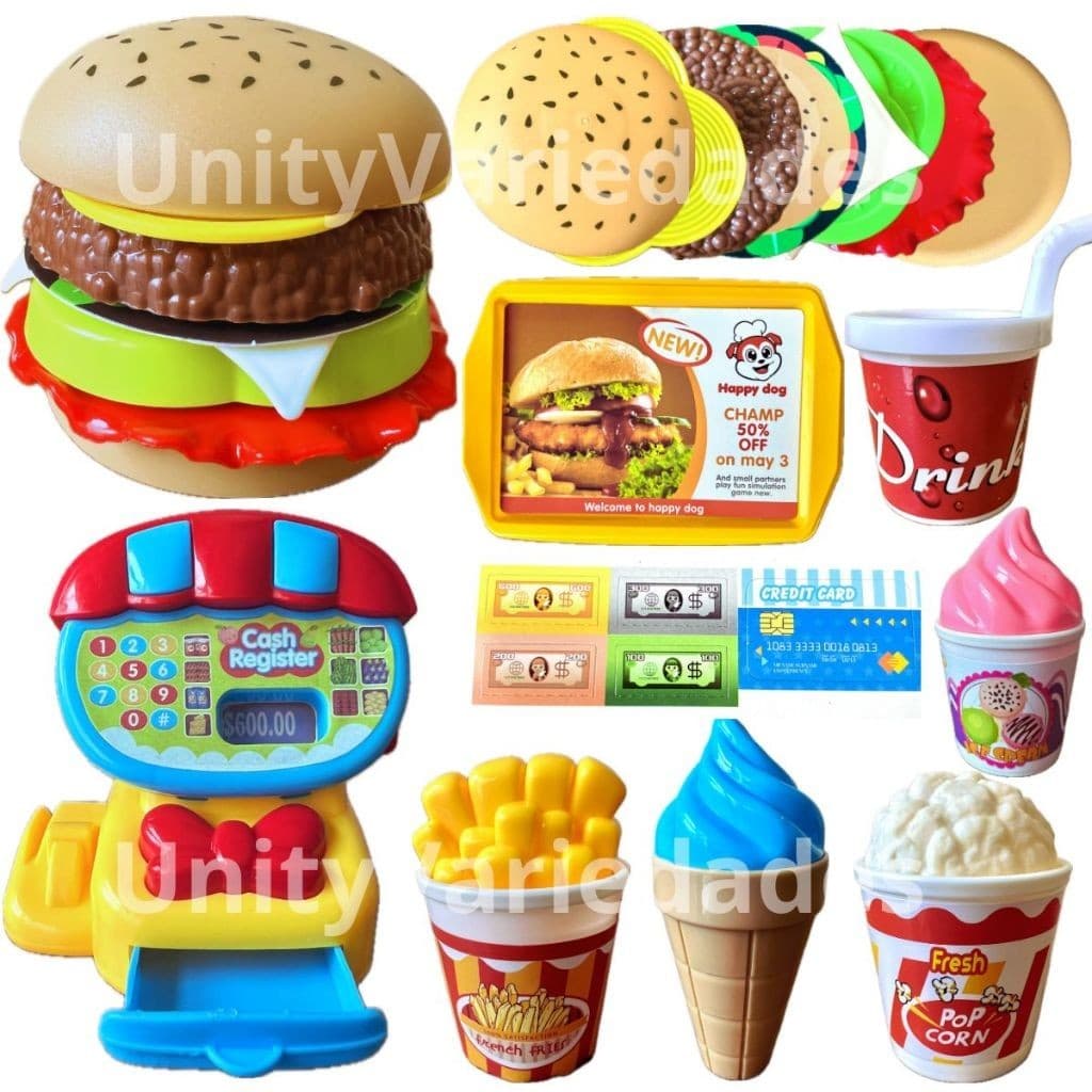 Kit Brinquedos de Menino Comidinha de Brinquedo Infantil Menina Caixa Registradora Cozinha Infantil