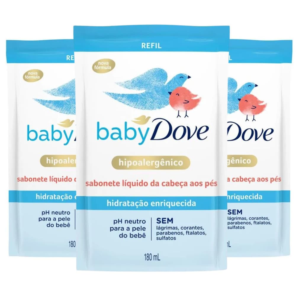 Refil Baby Dove 180ml | Sabonete Líquido Hidratação Enriquecida