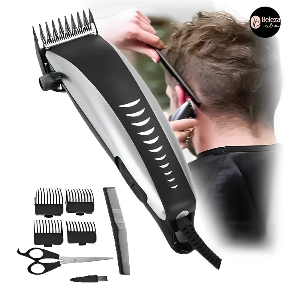 Barbeador profissional, máquina de cortar cabelo, aparador de barba, conjunto de 9 peças, elétrico, 110V
