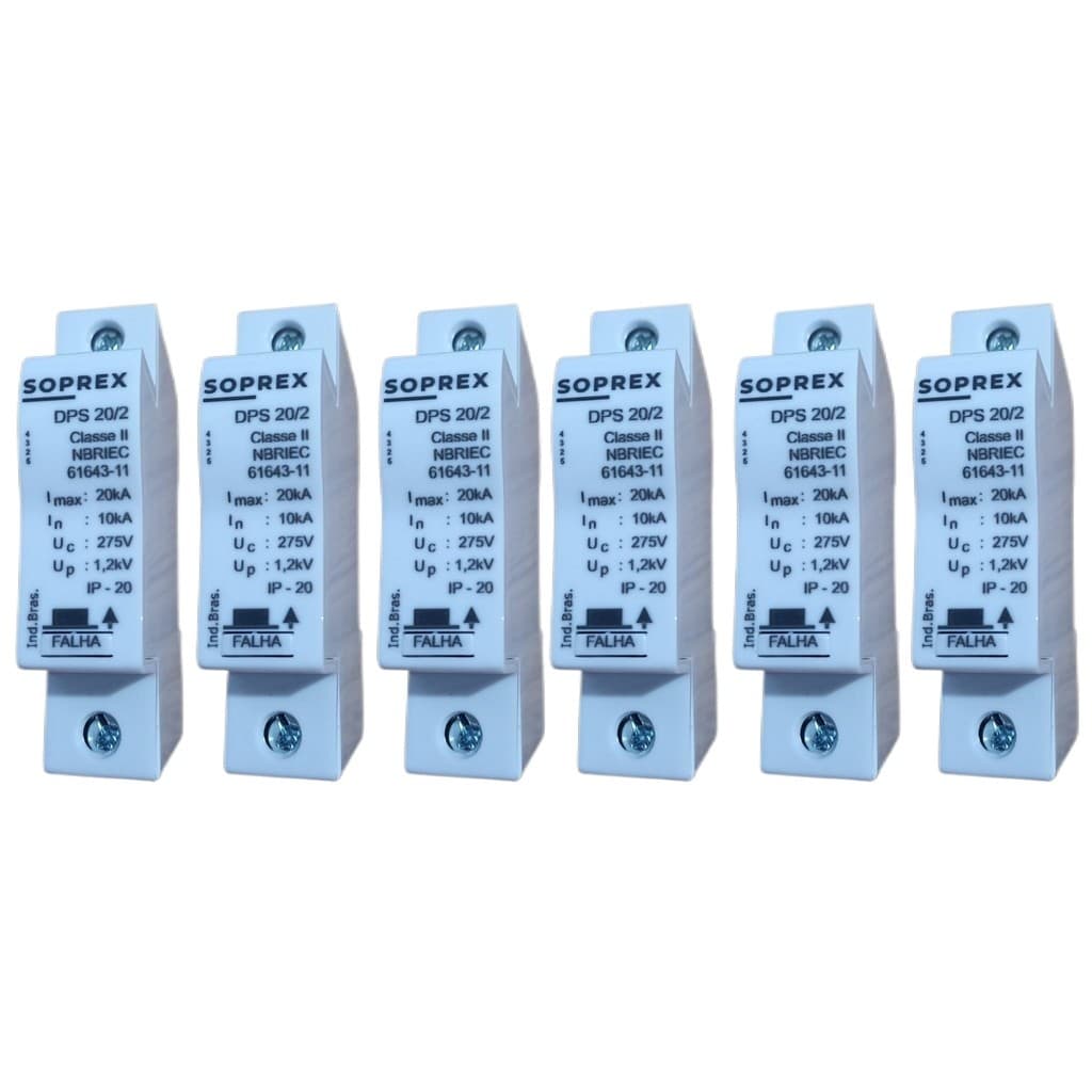 Kit 6 DPS 20ka Dispositivo protetor de surto 275v Soprex