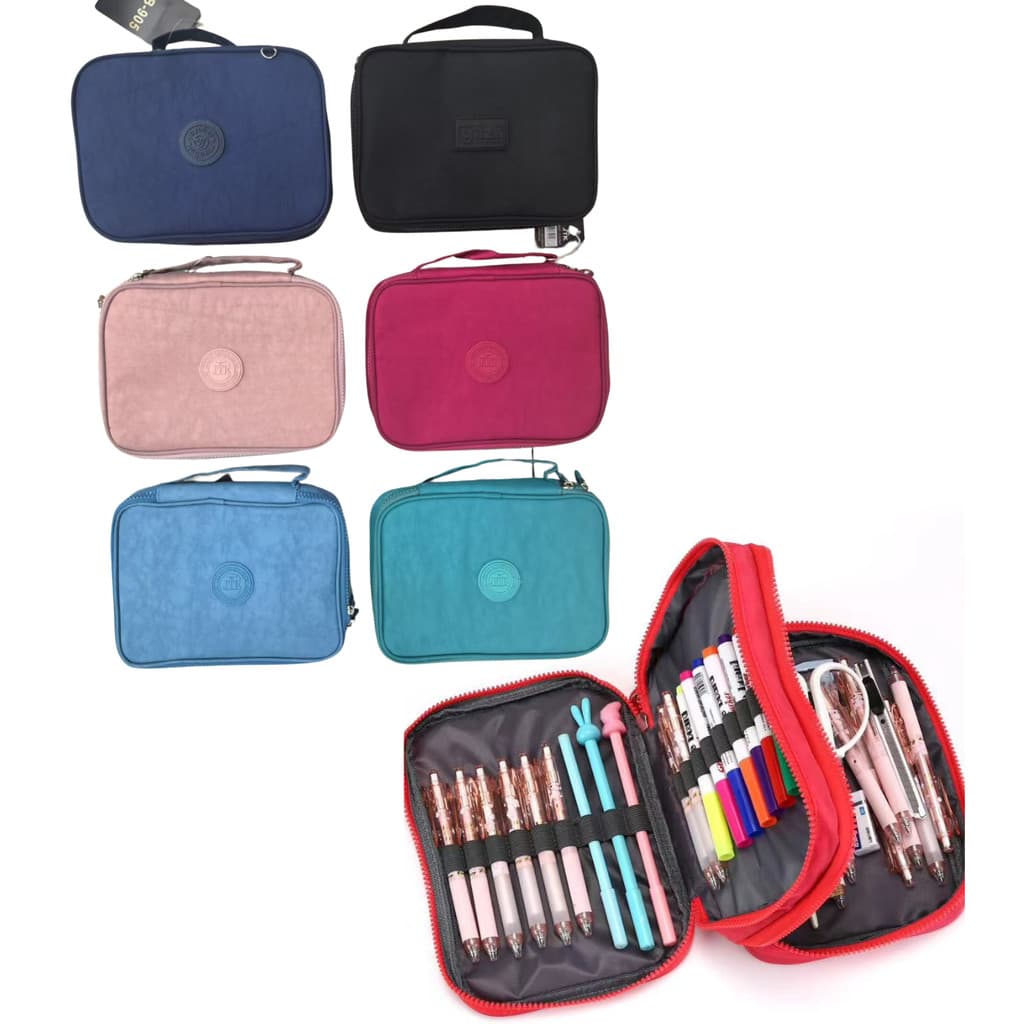 Estojo Escolar Feminino/ Masculino  Juvenil Martelasse Estojo Escolar Organizador Grande Box 2 Compartimentos bosco