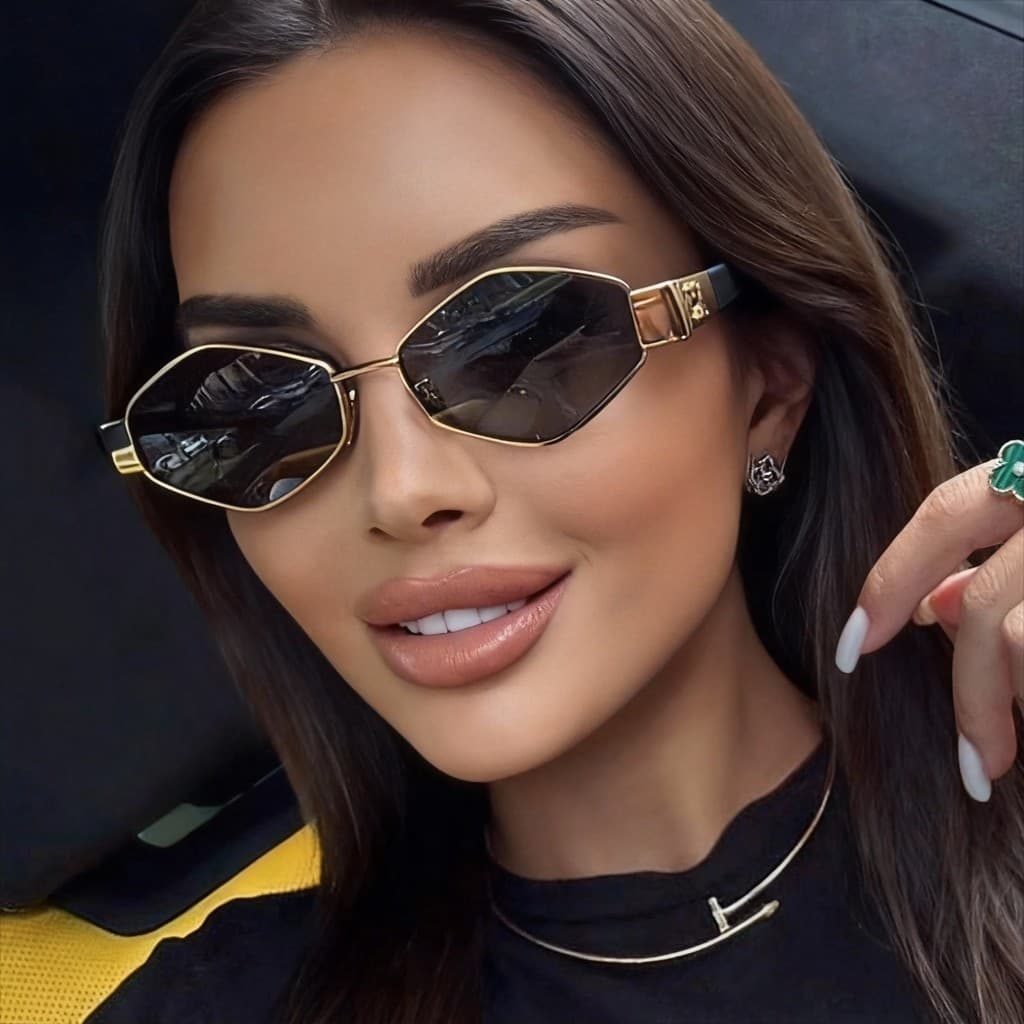 Óculos de Sol 2026 New Y2k com Armação Polygonal Pequena, Óculos Avançados, Estilo Futurista para Garotas ousadas