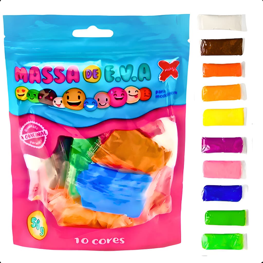 Massinha De Eva Com 10 Cores Para Moldar Pula Pula Colorida