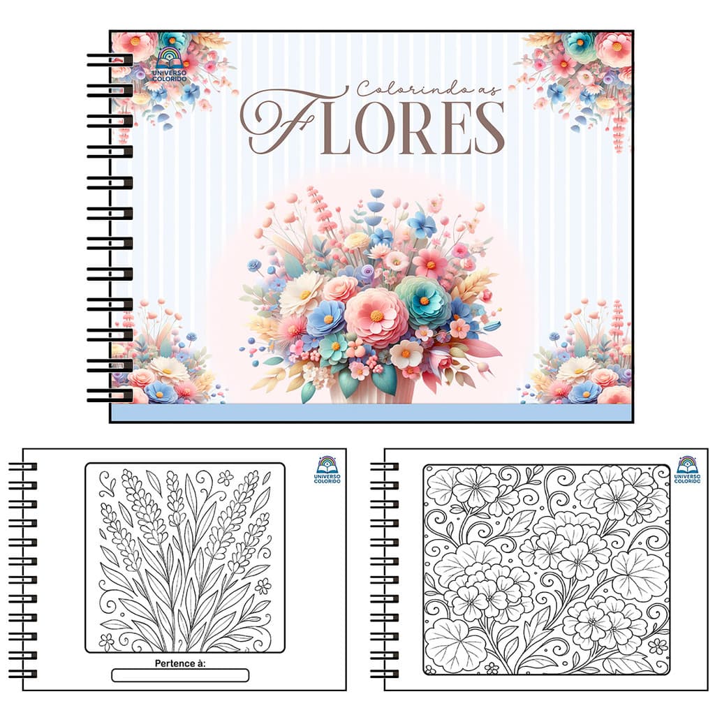 Livro de Colorir Infantil FLORES 50 Folhas Capa Dura