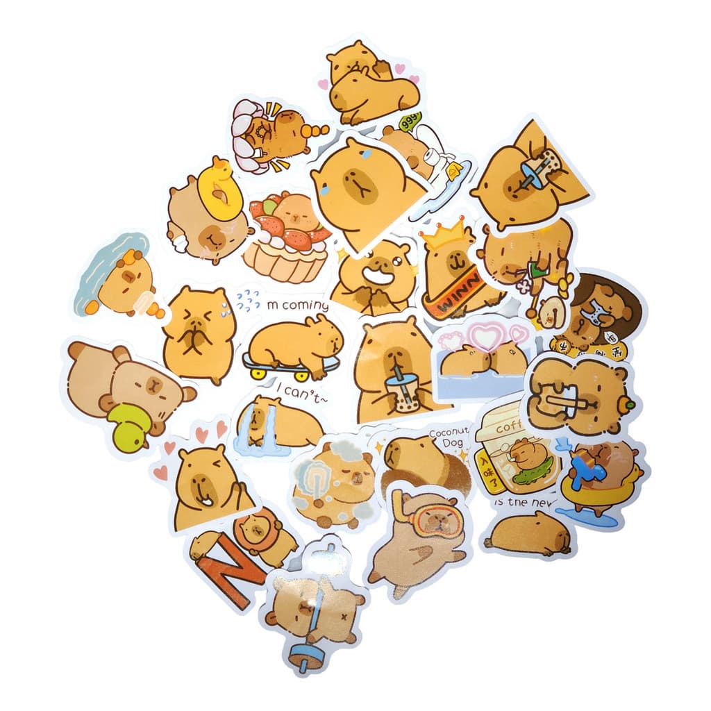 Kit 400 Unidades Adesivos Capivara Papelaria Fofas