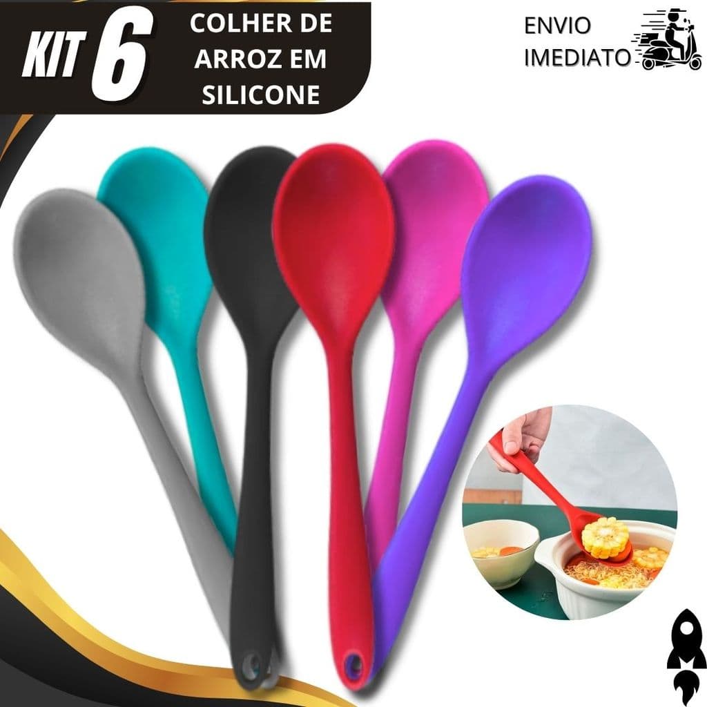 Kit 6/3/2 Colher de Silicone para Servir Arroz Utensílio Para Cozinha Resistência Térmica Para Natal