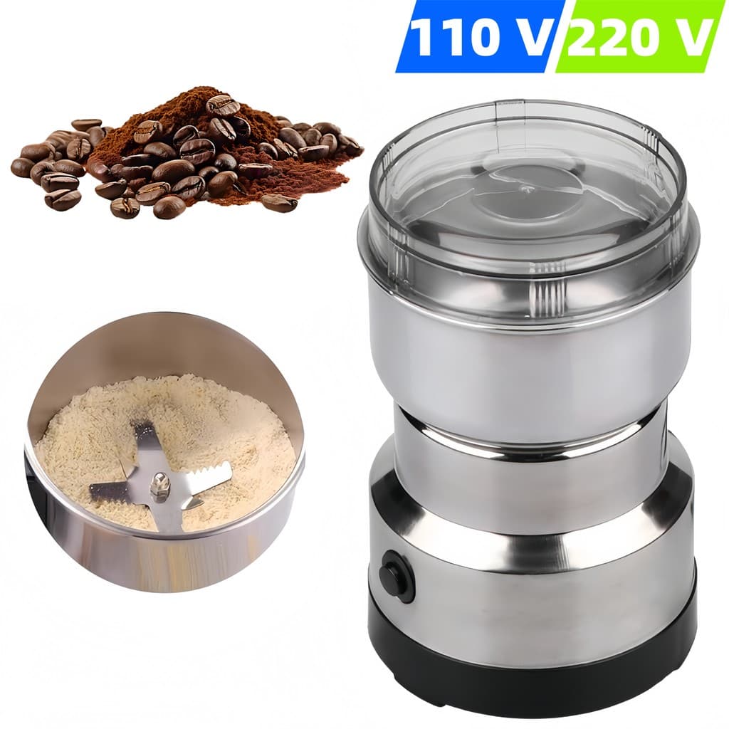 Moedor Multifuncional de Café e Especiarias 110V/220V com Design em Aço Inoxidável 4 Lâminas