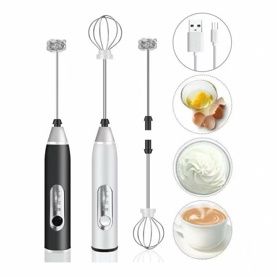 Batedor Misturador Mixer Elétrico Portátil Para Bebidas Leite Café Clara de Ovo 2 em 1