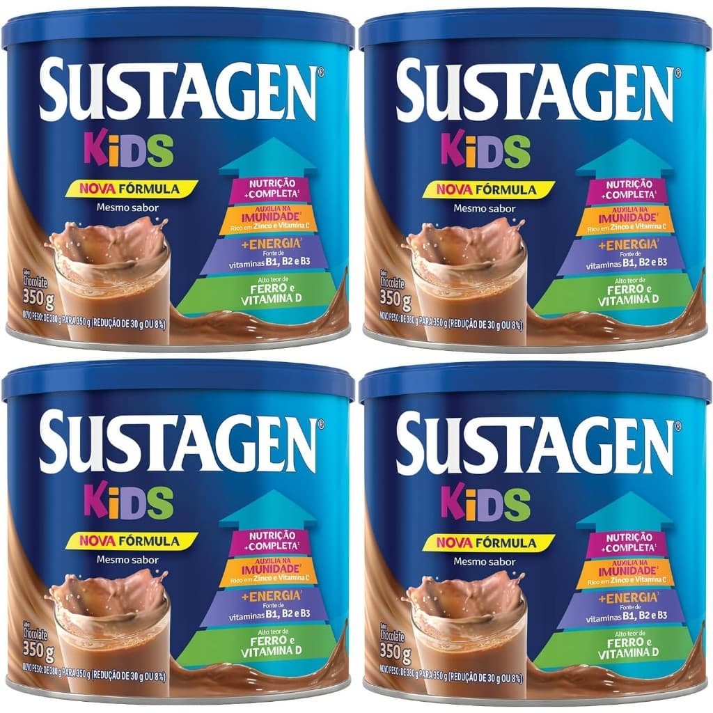 Kit 4 Latas Sustagen Kids Chocolate 350g Cada