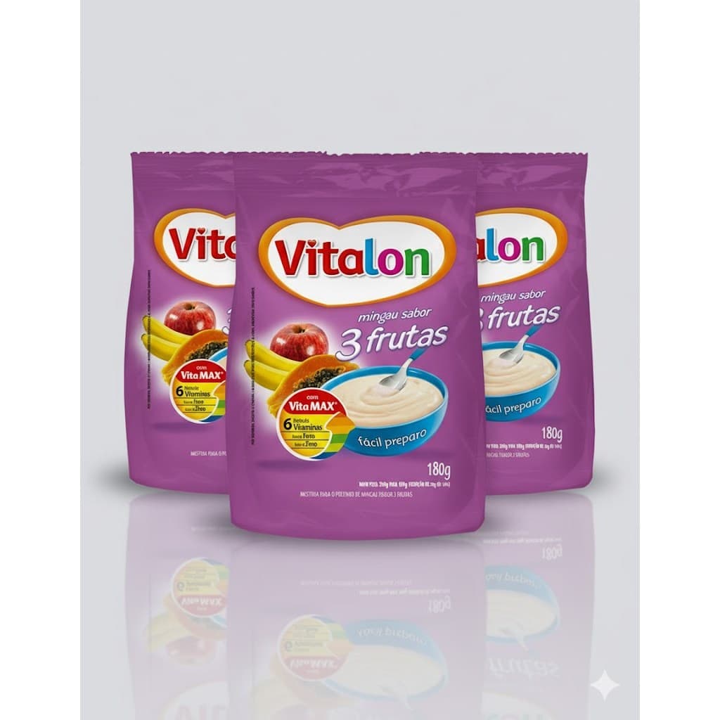 Kit 3 Mingaus de 3 Frutas Vitalon - Sachê 180g cada