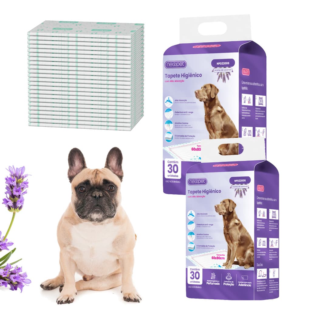 2 PACOTE Newpet Tapete Higienico Confort Pads 80x60cm Para Caes Cachorro e Gatos com 30 Unidades