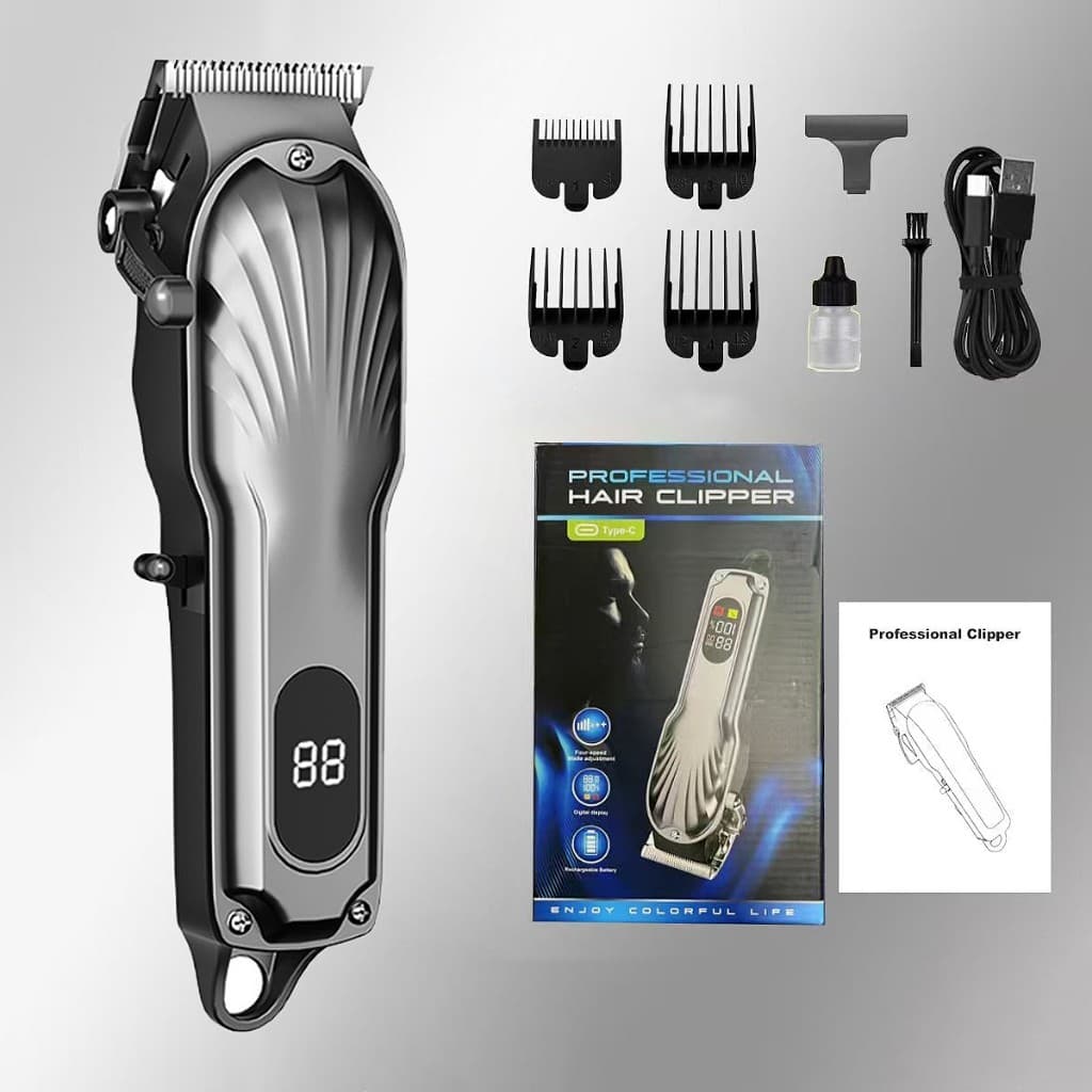 MODIVA Máquina de Cortar Cabelo Elétrica Display Digital Recarregável Aparelho de Corte USB-C Sem Fio