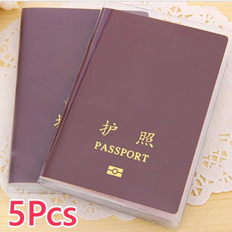 5 Pcs Passaporte E Porta Documentos De Viagem Capa De PVC Engrossada-Slots Para Vários Cartões Impermeáveis Transparente