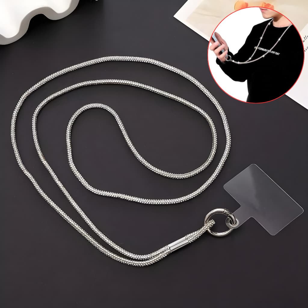 Cordão de telefone móvel cruzado corrente de strass de luxo corda de celular longa de alta qualidade