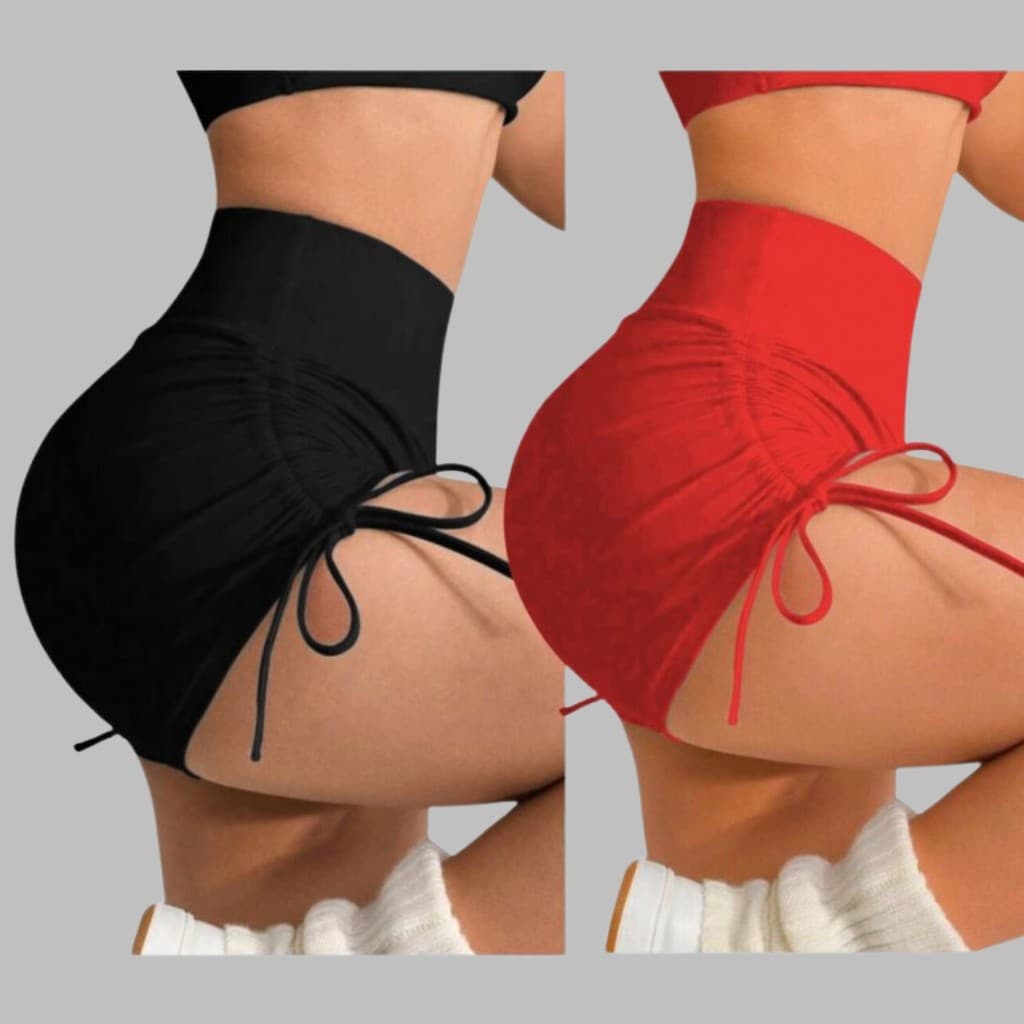 Kit 2 Short Feminino Fitness Bermudinha Cós Alto Academia Praia