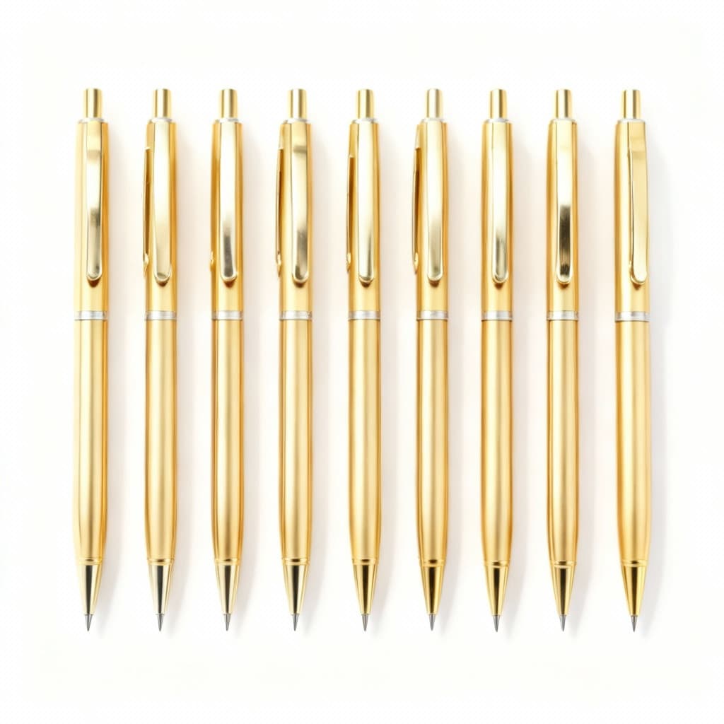 Mini Canetas Esferográfica 10cm – Tinta Preta, Cor Dourada