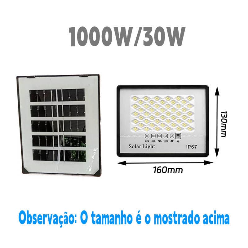 Refletor Led Solar 1000w Holofote Com Placa Bateria à Prova Dágua/controle Remoto