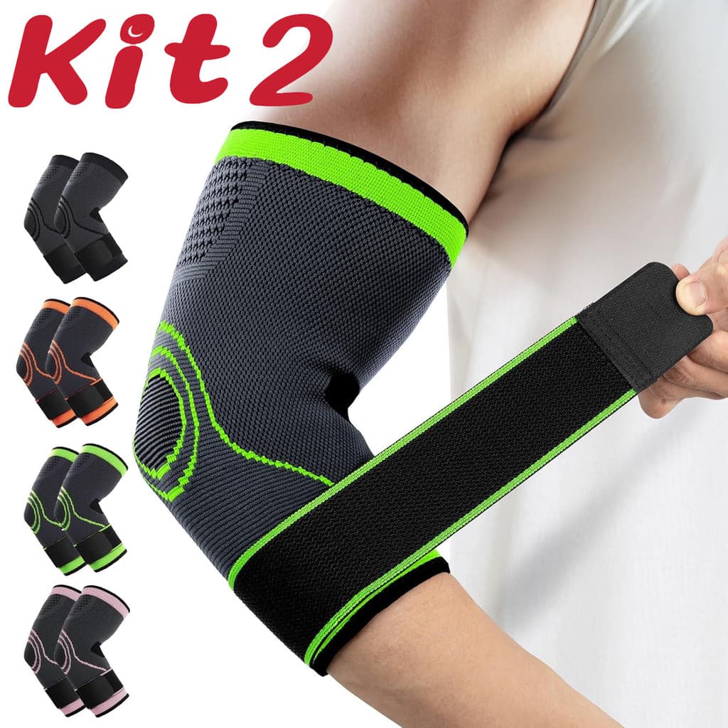 Kit 2 Cotoveleira Ortopédica Ajustável Alta Compressão Para Esportes Academia Fitness Alívio da Dor