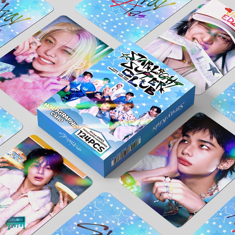 124 Pçs/Caixa Stray Kids Photocards Holográfico LOMO Cartão KPOP Coleção De Adesivos