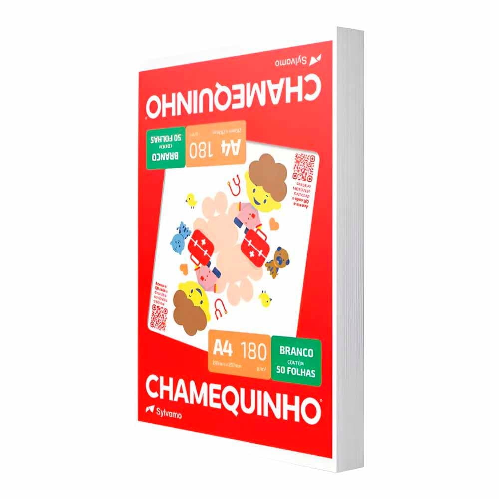 Papel Sulfite  A4 Branco 180g 210mmx297mm com 50 fls Chamequinho  Artesanato - Chamex