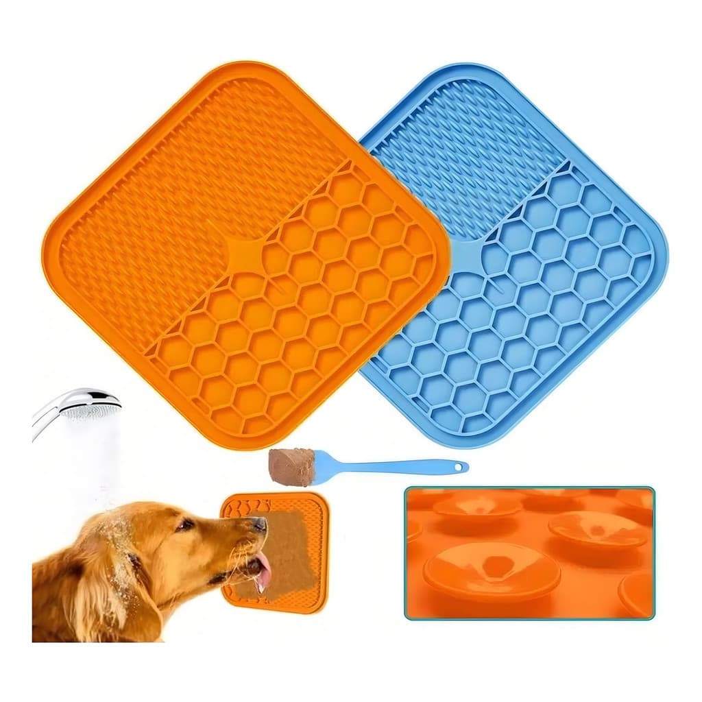Tapete Pet Lambedor Com Ventosa – Comedouro Anti-Ansiedade para Cães e Gatos