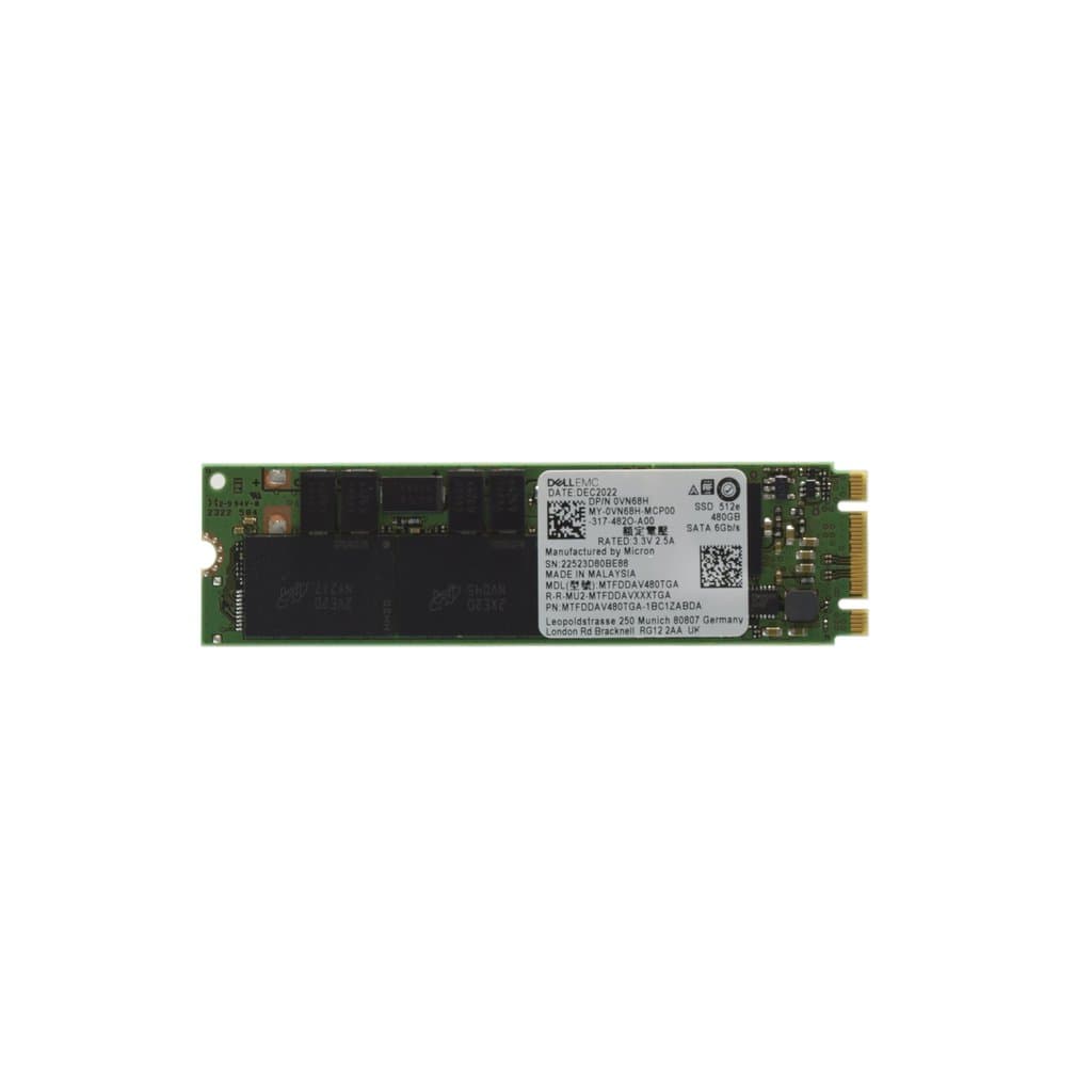 Dell 480 Gb Sata M.2 2280 6g Ssd Vn68h, Mtfddav480tga Verde