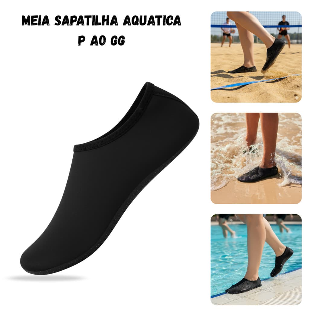 Meia Sapatilha Antiderrapante Hidroginástica Aquática Praia Piscina Pilates do 28 ao 46