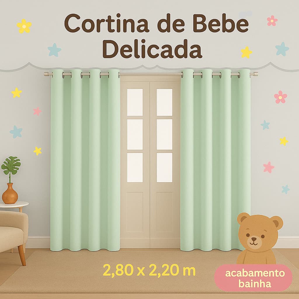 Cortina Infantil Delicada oxford • Cortina para Quarto de Bebê • Sala e Quarto