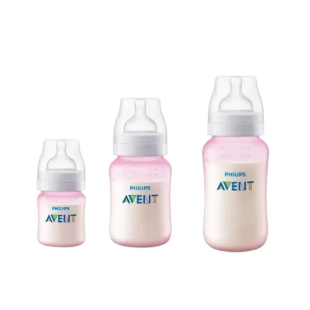 Kit Triplo Mamadeiras Anti-Colic Rosa 125ml + 260ml + 330ml Philips Avent (SCY119/19)