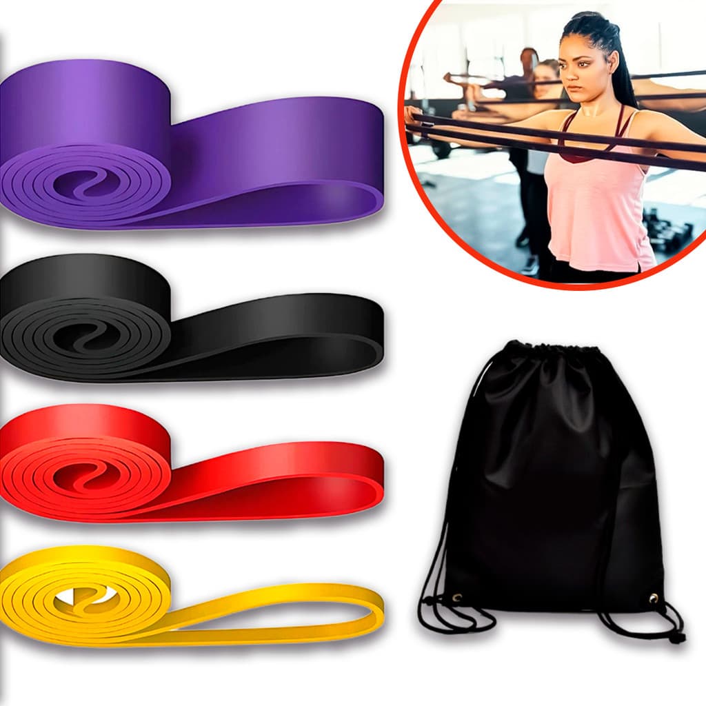 Individual ou Kit Super Band 4 Níveis Força Crossfit Treino Funcional Yoga  Colorida Fisioterapia Recuperação Muscular