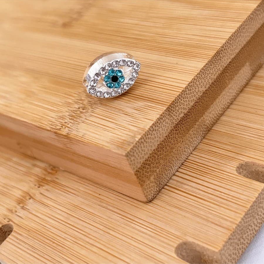 Berloque Separador Olho Grego Cravejado Banhada em Prata 925