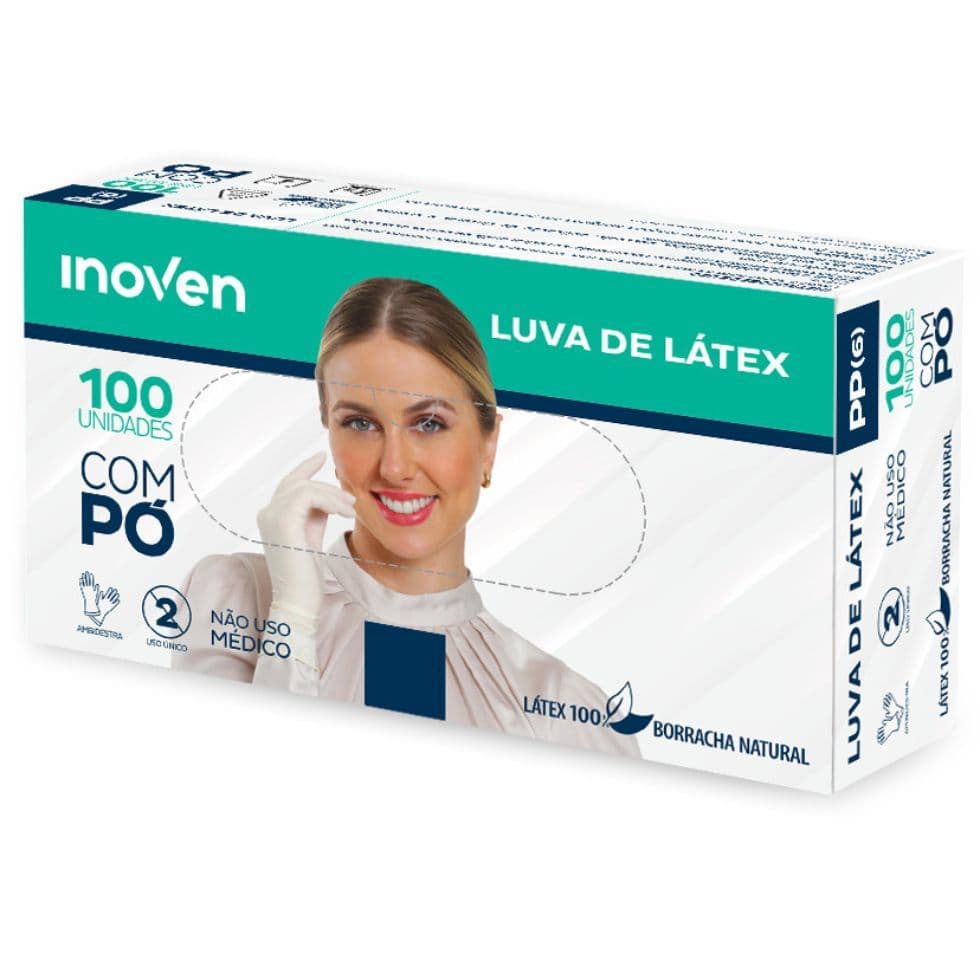 100un Luva Latex Profissional com Pó Inoven G-M-P-PP